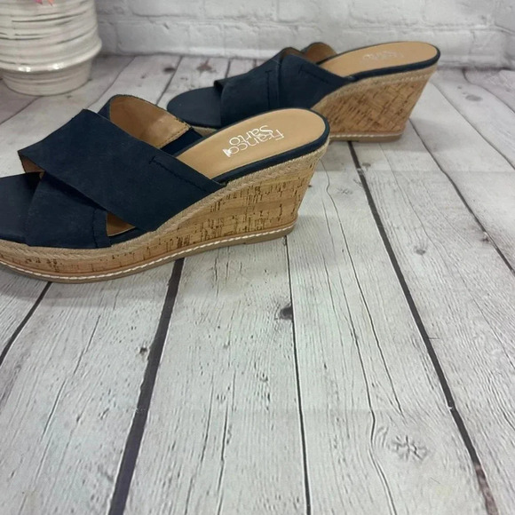 franco sarto navy cinch wedge Sandals size 9.5 EUR 39.5 - Picture 4 of 9